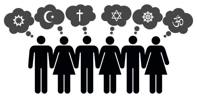 Grafik von Menschen mit verschiedenen religiösen Konfessionen