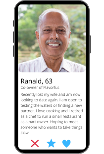 Dating-Profil Beispiel von Ranald auf einem Smartphone