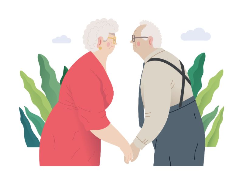 Vektorgrafik eines älteren Senioren Paares