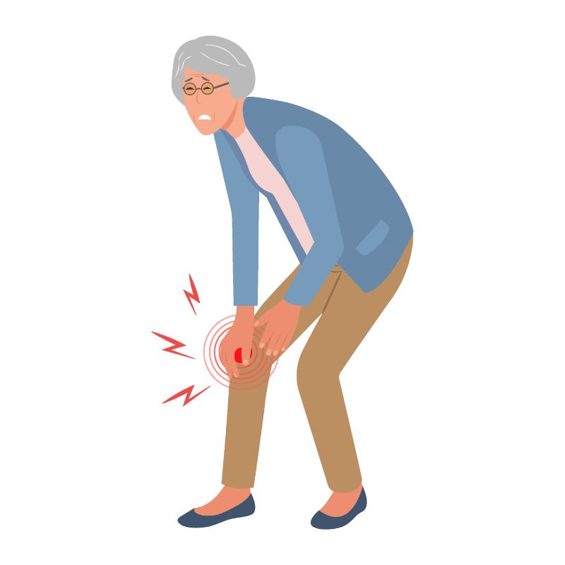 Vektorgrafik einer älteren Frau, der ihr Bein weh tut
