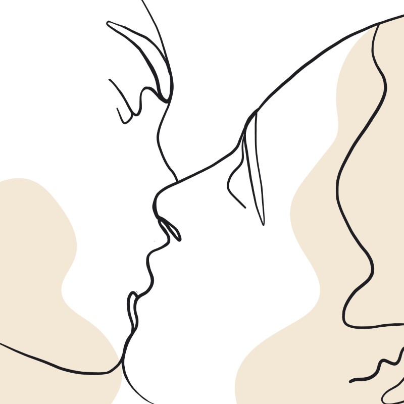 Linienkunst von Trans-Partnern, die sich küssen
